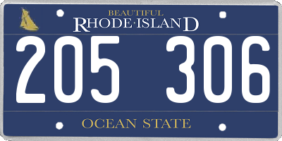 RI license plate 205306