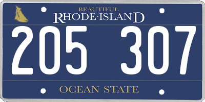 RI license plate 205307