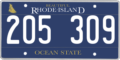 RI license plate 205309