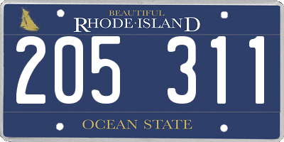 RI license plate 205311