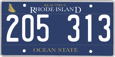 RI license plate 205313