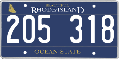 RI license plate 205318
