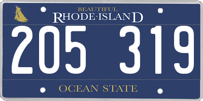 RI license plate 205319