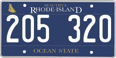 RI license plate 205320