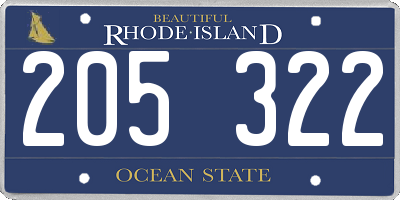 RI license plate 205322