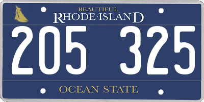 RI license plate 205325