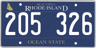 RI license plate 205326