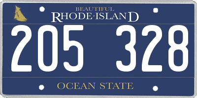 RI license plate 205328