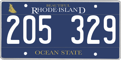 RI license plate 205329