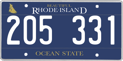 RI license plate 205331