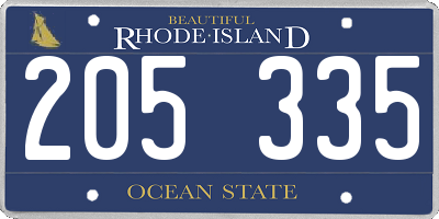 RI license plate 205335