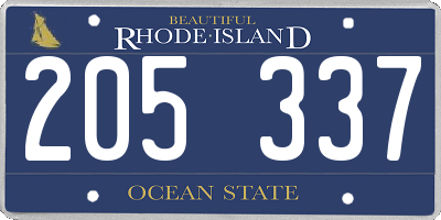 RI license plate 205337