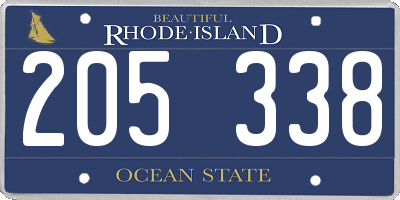 RI license plate 205338