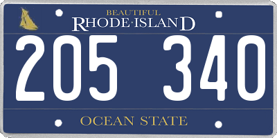 RI license plate 205340