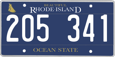 RI license plate 205341