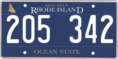 RI license plate 205342