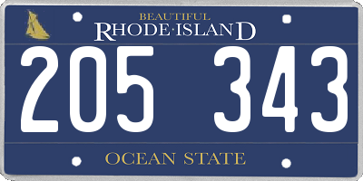 RI license plate 205343