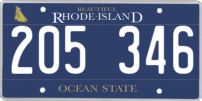 RI license plate 205346