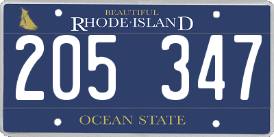 RI license plate 205347