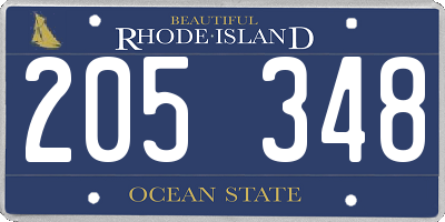 RI license plate 205348