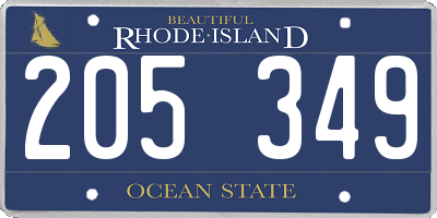 RI license plate 205349