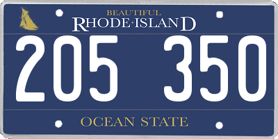 RI license plate 205350