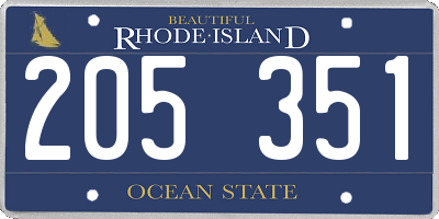 RI license plate 205351