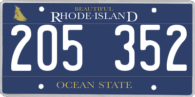 RI license plate 205352