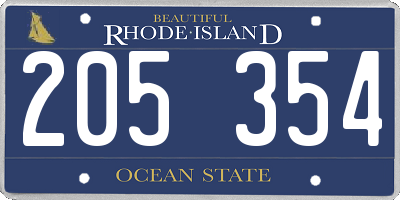 RI license plate 205354
