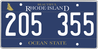 RI license plate 205355