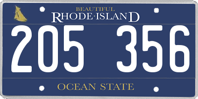 RI license plate 205356