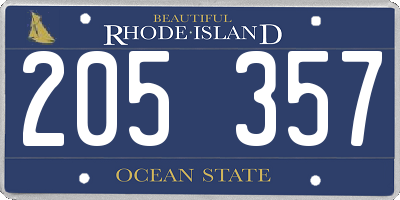RI license plate 205357