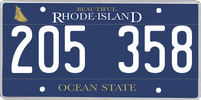 RI license plate 205358