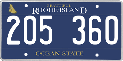 RI license plate 205360