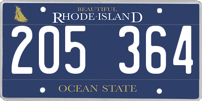RI license plate 205364