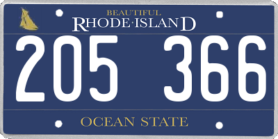 RI license plate 205366