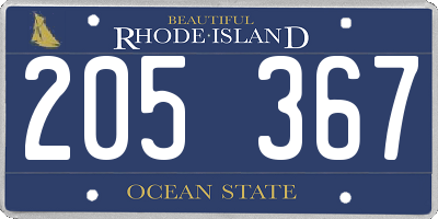 RI license plate 205367