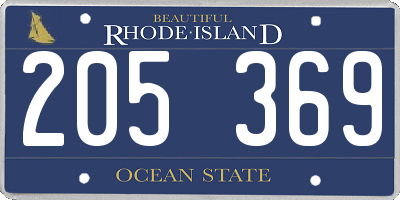 RI license plate 205369