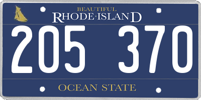 RI license plate 205370