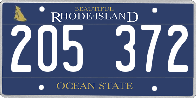 RI license plate 205372
