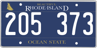 RI license plate 205373