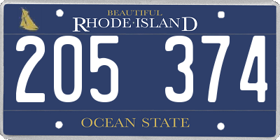 RI license plate 205374