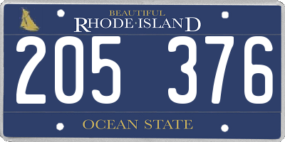 RI license plate 205376