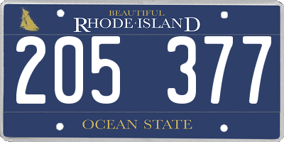 RI license plate 205377