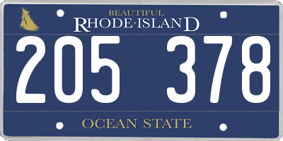 RI license plate 205378