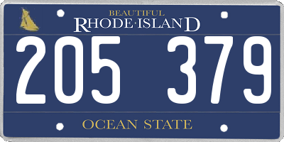 RI license plate 205379