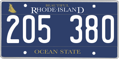 RI license plate 205380