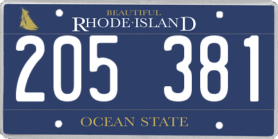 RI license plate 205381