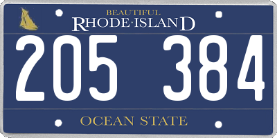 RI license plate 205384