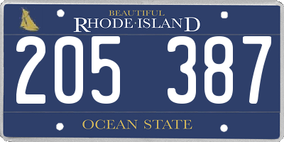 RI license plate 205387